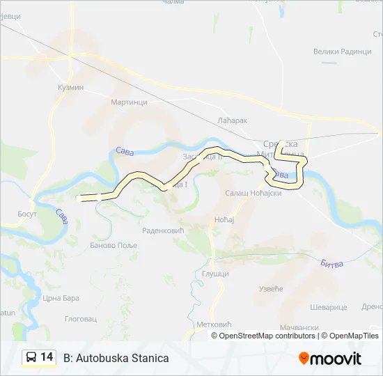 14 autobus mapa linije