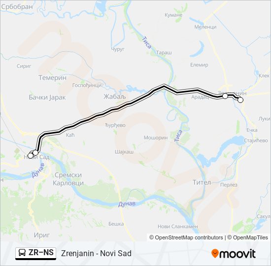 ZR–NS autobus mapa linije