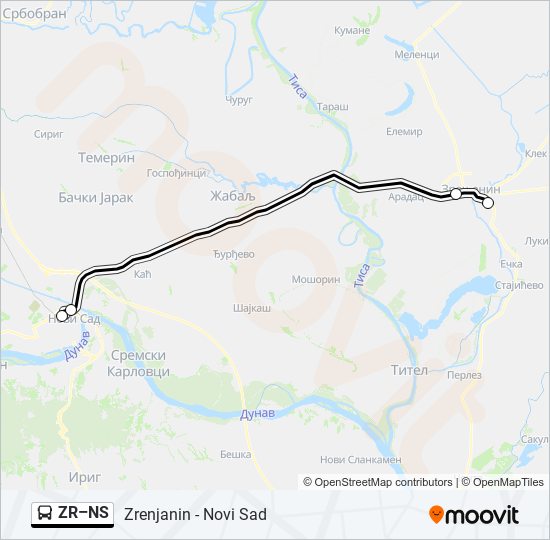 ZR–NS autobus mapa linije