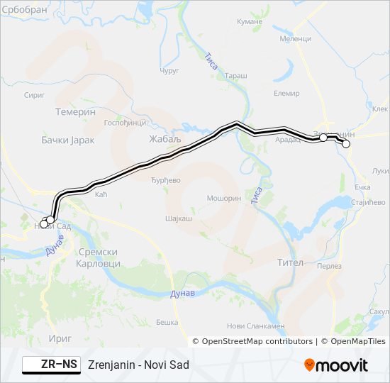 ZR–NS autobus mapa linije