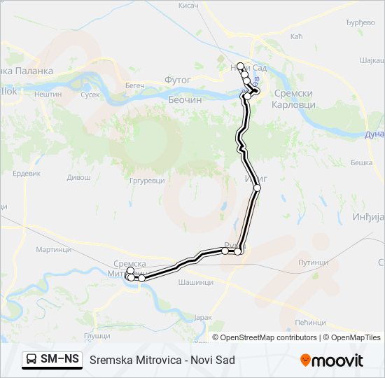 SM–NS autobus mapa linije