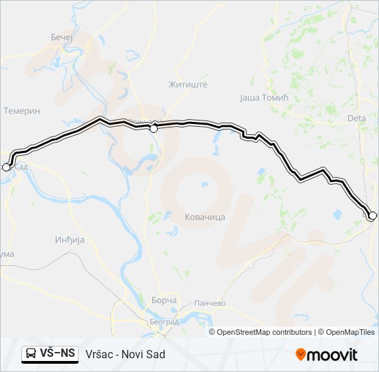 VŠ–NS autobus mapa linije