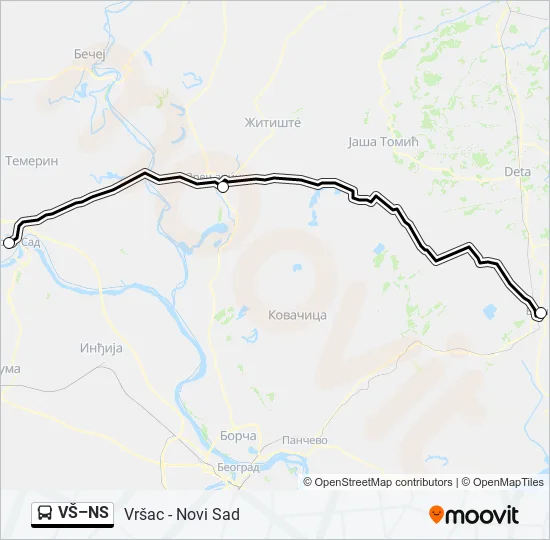 VŠ–NS Bus Line Map