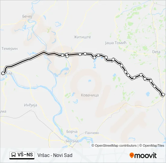 VŠ–NS Bus Line Map