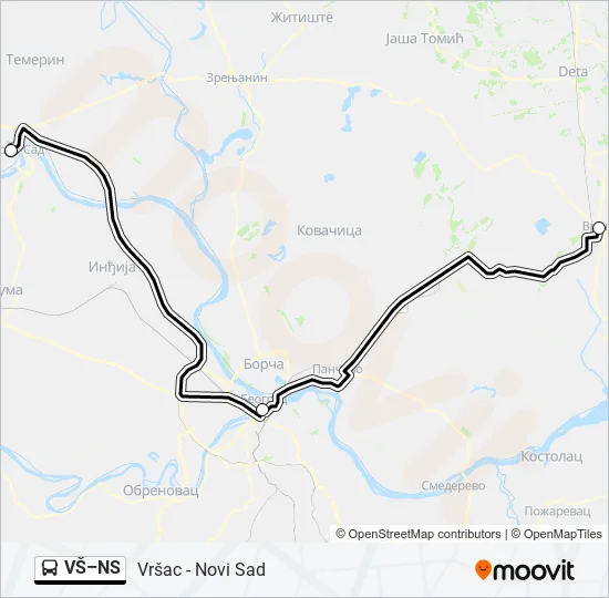 VŠ–NS Bus Line Map