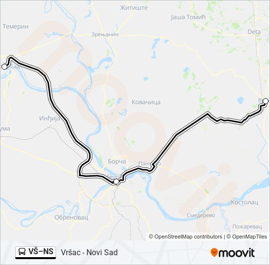 VŠ–NS autobus mapa linije