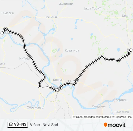 VŠ–NS Bus Line Map