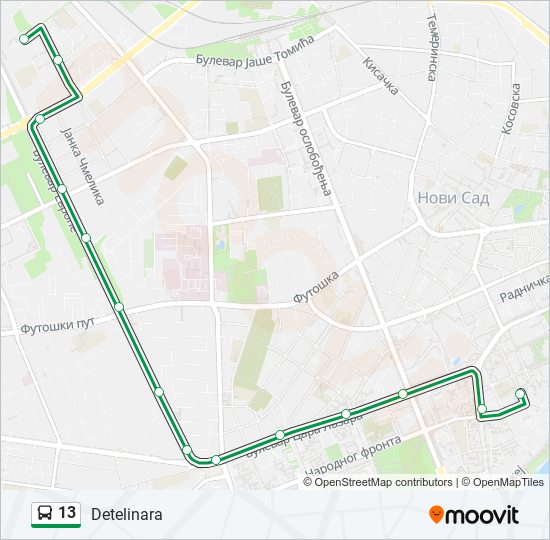 13 autobus mapa linije