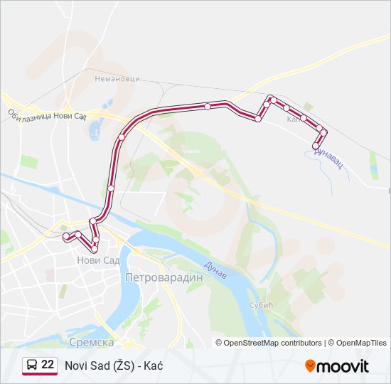 22 bus Line Map