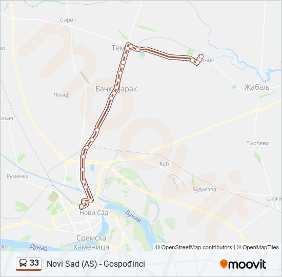 33 autobus mapa linije