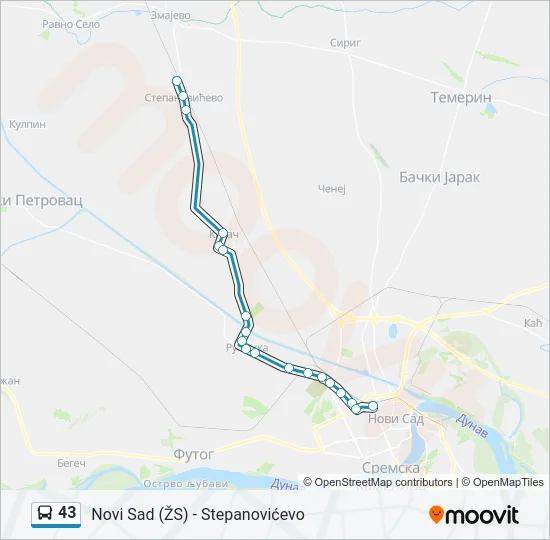 43 Bus Line Map