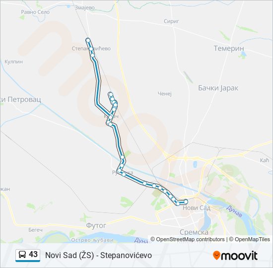 43 bus Line Map