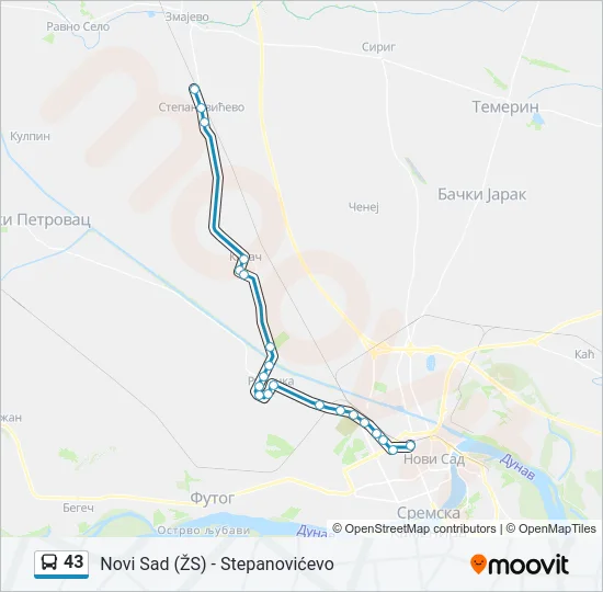 43 Bus Line Map
