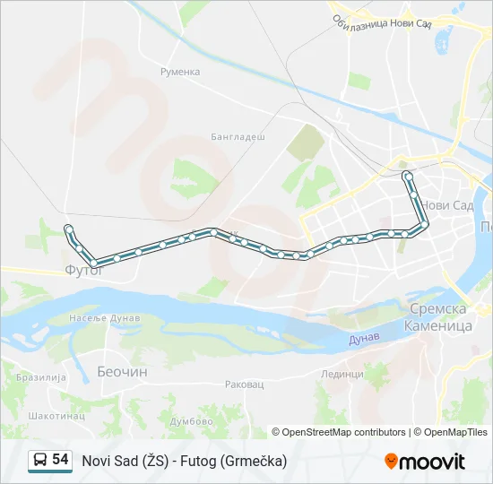 54 Bus Line Map