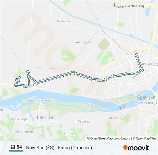 54 bus Line Map