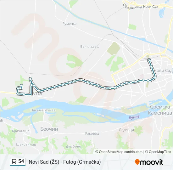 54 Bus Line Map