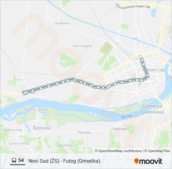 54 bus Line Map