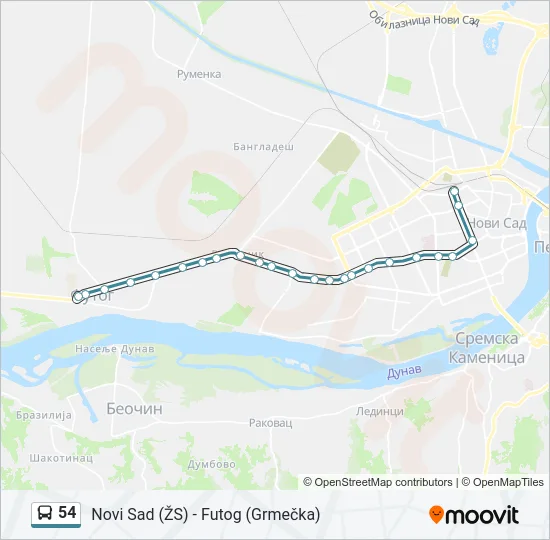 54 Bus Line Map