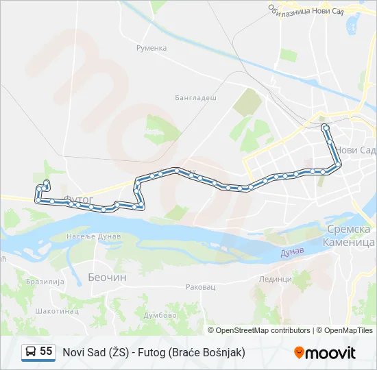 55 Bus Line Map