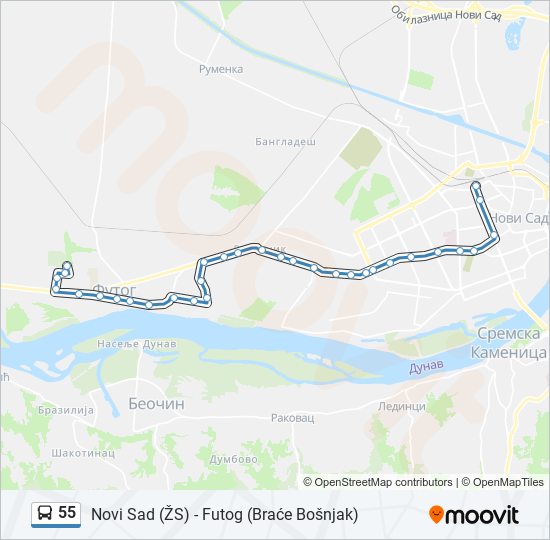 55 bus Line Map