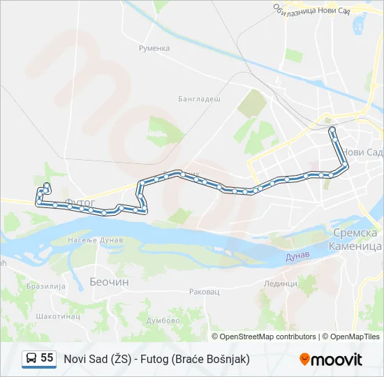 55 Bus Line Map