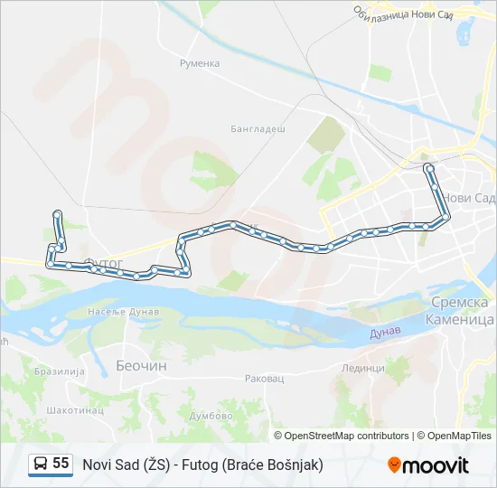 55 Bus Line Map