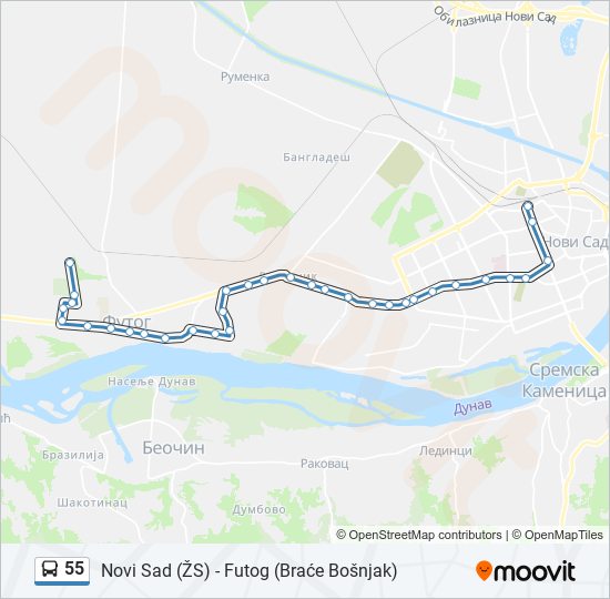 55 bus Line Map