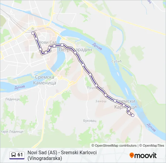 61 Bus Line Map