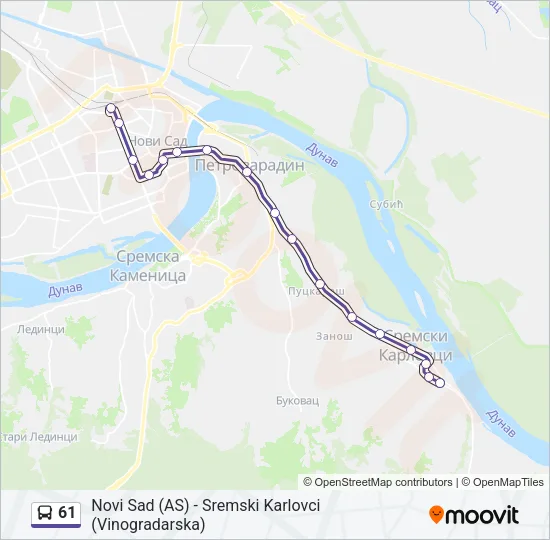 61 Bus Line Map