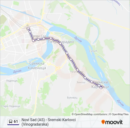 61 Bus Line Map