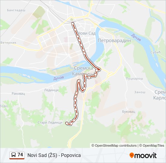 74 autobus mapa linije