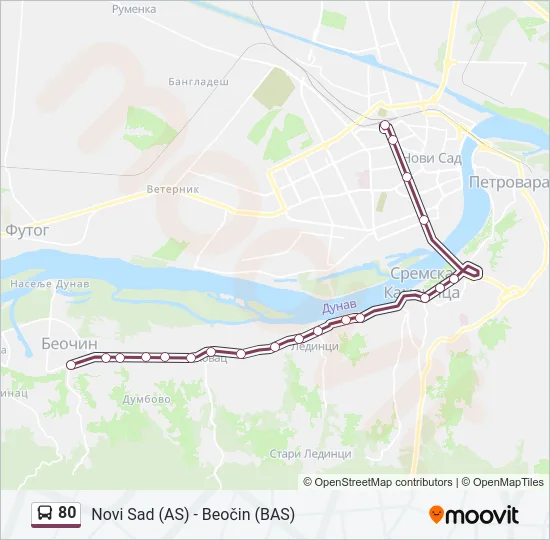 80 Bus Line Map