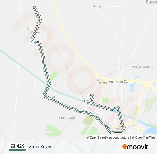 42S Bus Line Map