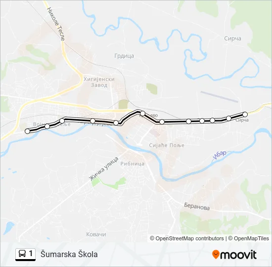 1 Bus Line Map
