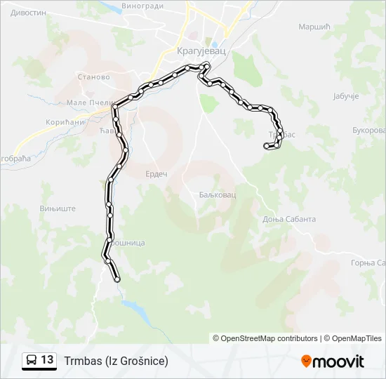 13 Bus Line Map