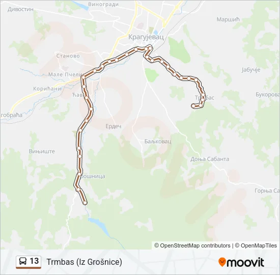 13 Bus Line Map
