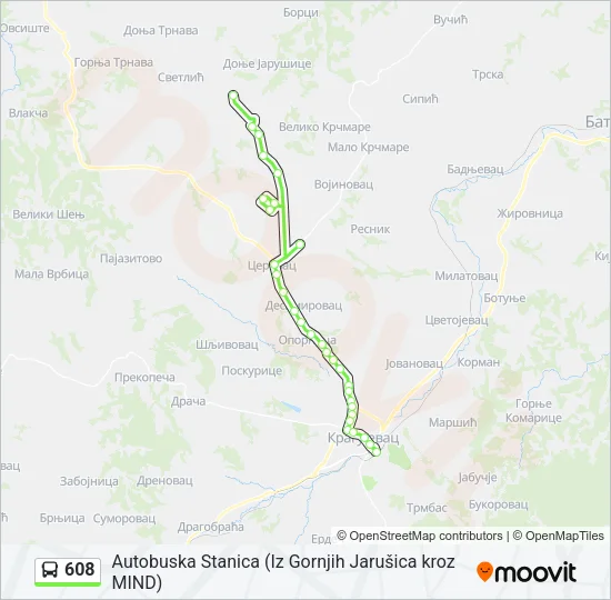 608 Bus Line Map