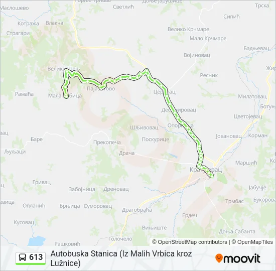 613 Bus Line Map