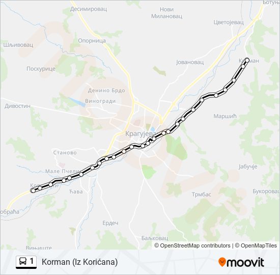 1 bus Line Map