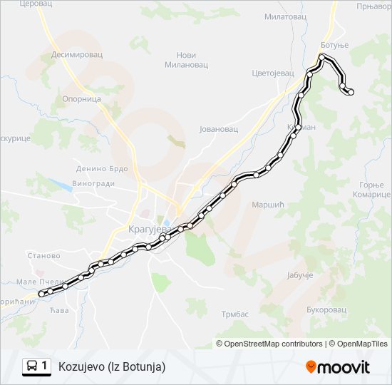 1 autobus mapa linije