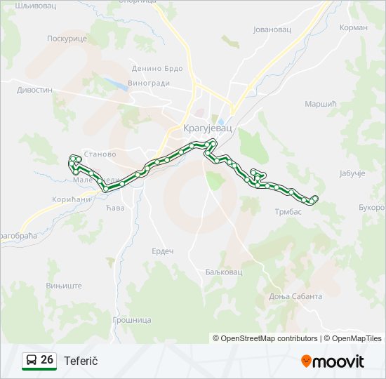 26 autobus mapa linije