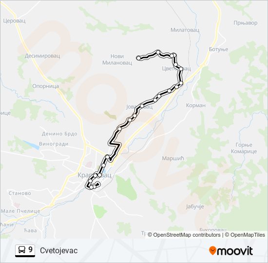 9 autobus mapa linije