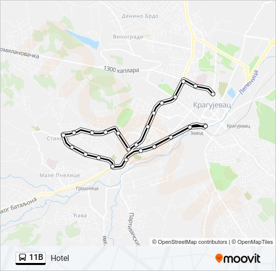 11B autobus mapa linije