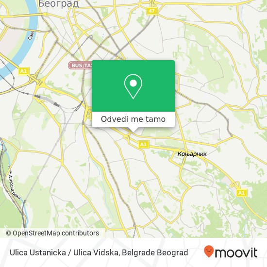 Ulica Ustanicka / Ulica Vidska mapa