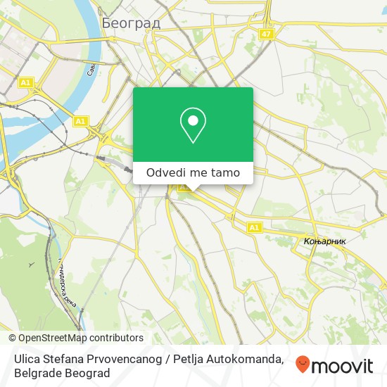 Ulica Stefana Prvovencanog / Petlja Autokomanda mapa