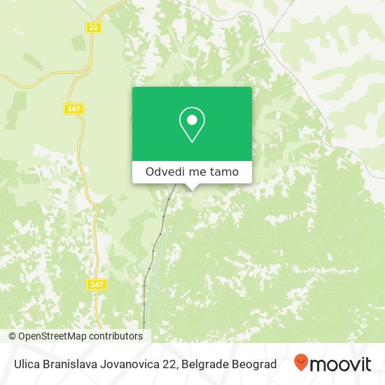 Ulica Branislava Jovanovica 22 mapa