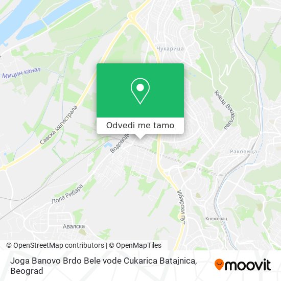 Joga Banovo Brdo Bele vode Cukarica Batajnica mapa