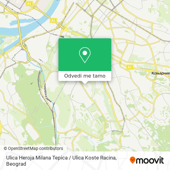 Ulica Heroja Milana Tepica / Ulica Koste Racina mapa