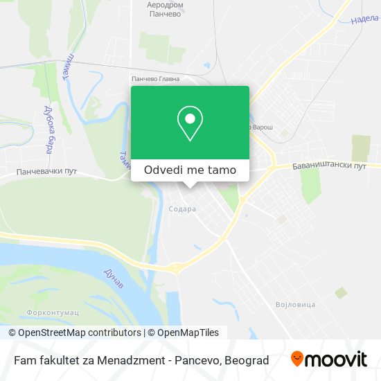 Fam fakultet za Menadzment - Pancevo mapa