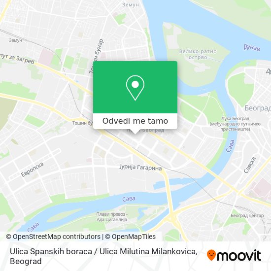 Ulica Spanskih boraca / Ulica Milutina Milankovica mapa